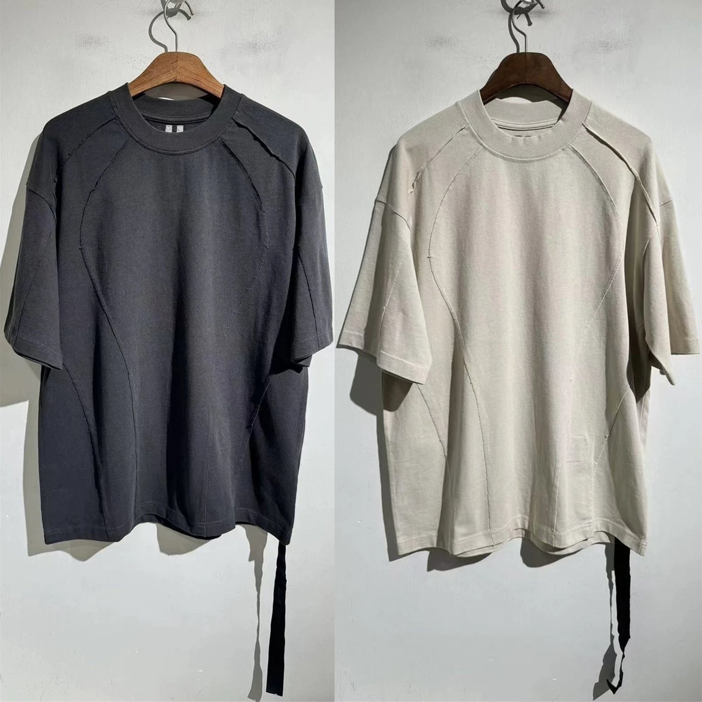 RO deconstruction splicing cut solid color short sleeved T-shirt Men Women High Quality Short Sleeve T Shirt Top Tees
