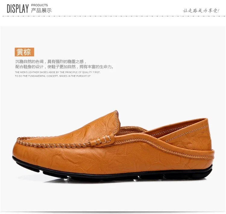 Men Loafers 2024 New Leather Shoes Men‘s Casual Shoes Moccasins Breathable Sneakers Men Driving Shoes Comfort Flats Plus Size 46