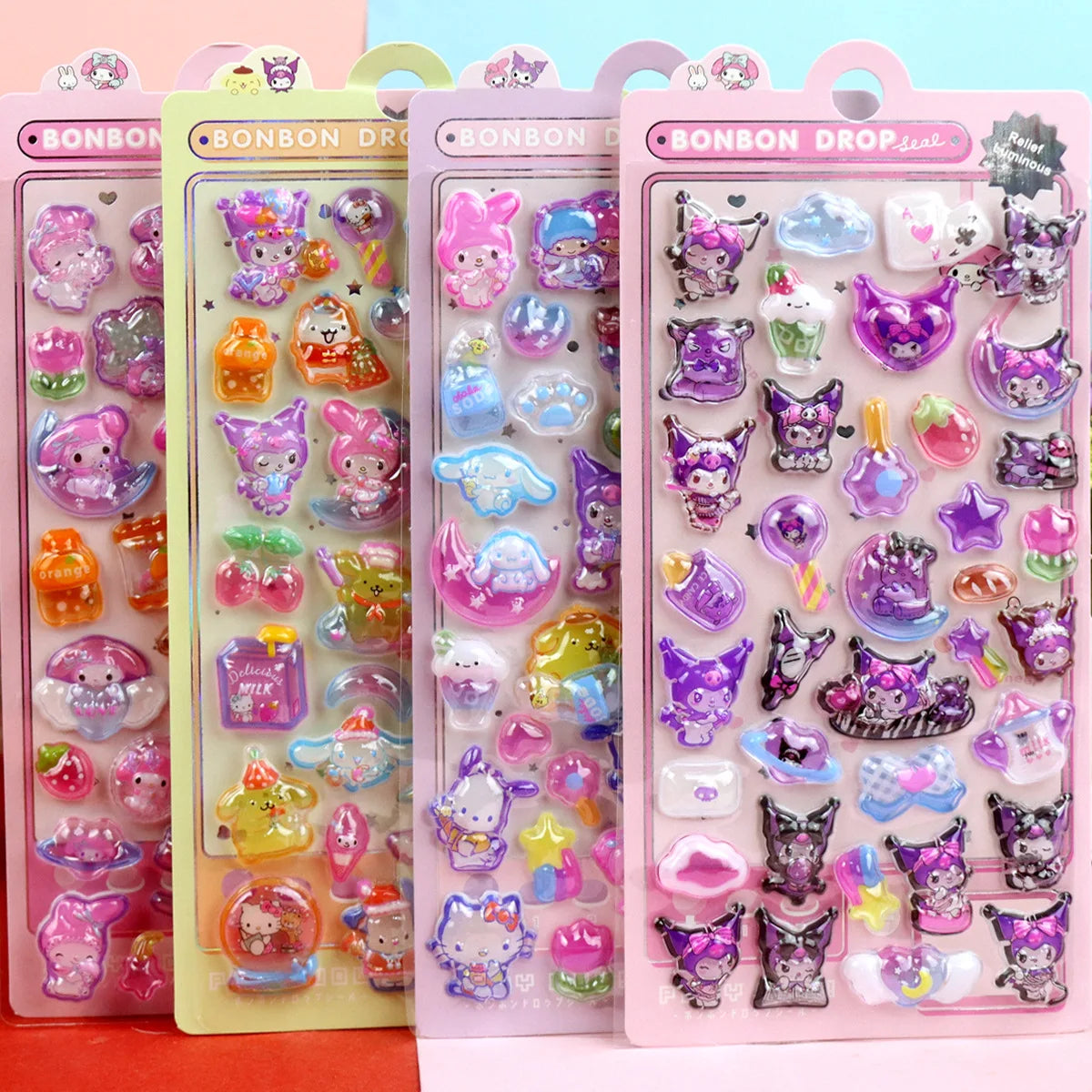 Cartoon Sanrio Hello Kitty Kuromi 3D Transparent Jelly Sticker Crystal Decorative Sticker Children DIY Phone Casesdiy Stationery