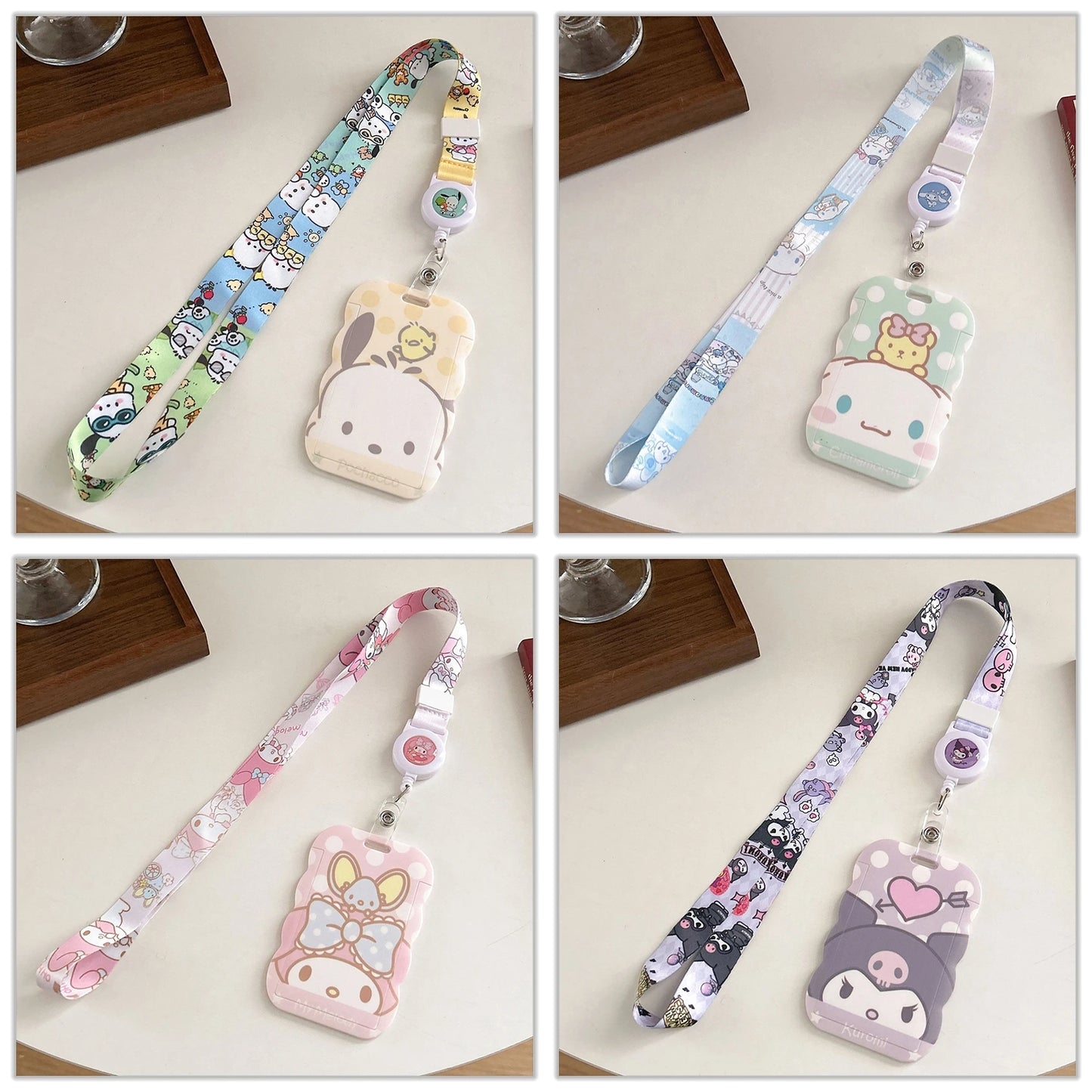 Sanrios Card Bag Cute Anime Figure Cinnamoroll Kuromi Id Bus Card Storage Case Holder Melody Pochacco Students Card Sleeve Gift