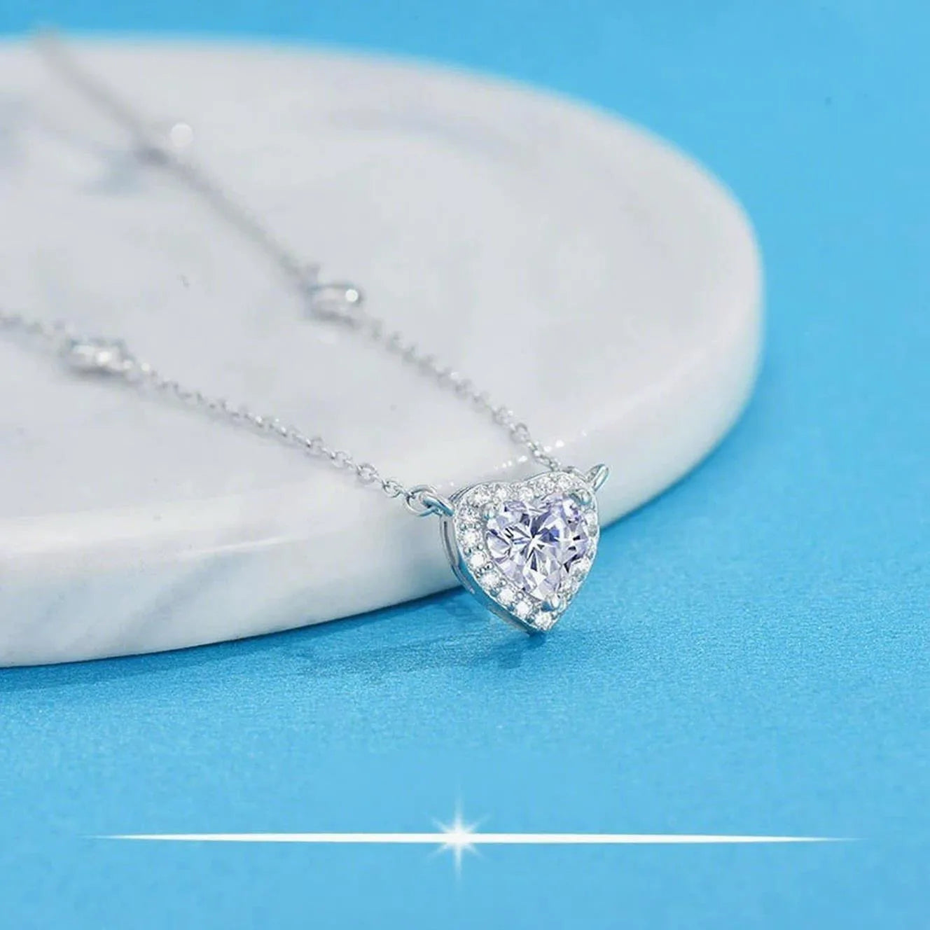 TY 0.8CT モアサナイト 925 スターリングシルバー ネックレス レディース ハートペンダントネックレス Dカラー 輝くファインジュエリー ラボダイヤモンド
