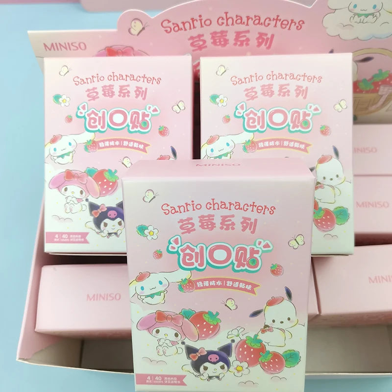 Hello Kitty Kuromi Cinnamoroll Plaster 40Pcs Waterproof Adorable Cute Band Aid for Kids Wound Care Kawaii Cartoon Design
