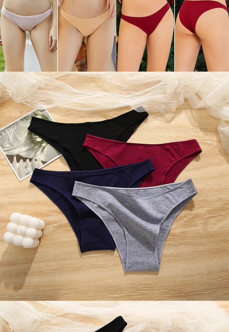 FINETOO 5PCS/Set M-XXL Panties Women Cotton Lingerie Woman Underwear Sexy Femme Underwear Girls Underpant Panty 7 Solid Colors