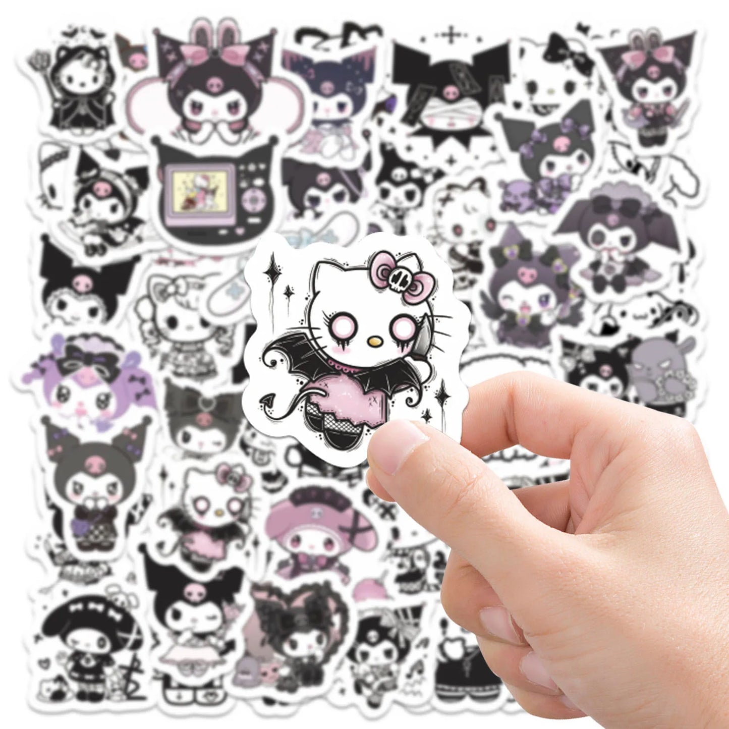60pcs Kawaii Gothic Kuromi Stickers Hello Kitty for Kids Girls DIY Laptop Phone Diary Cute Cartoon Sanrio Sticker Decals
