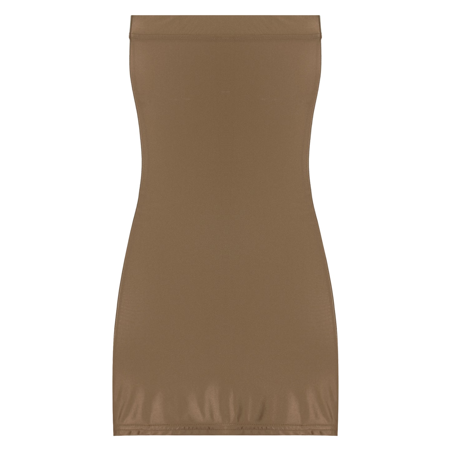 Sexy Women Oil Glossy Sheer Bodycon Dress Females See Through Strapless Pencil Dress Smooth Tight Mini Dress Clubwear