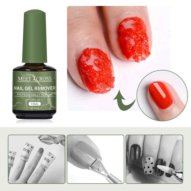 MEET ACROSS 15ml マジックファストネイルジェルポリッシュリムーバー クリーンUVソークオフ セミパーマネントワニス ネイルアート除去ツール マニキュア