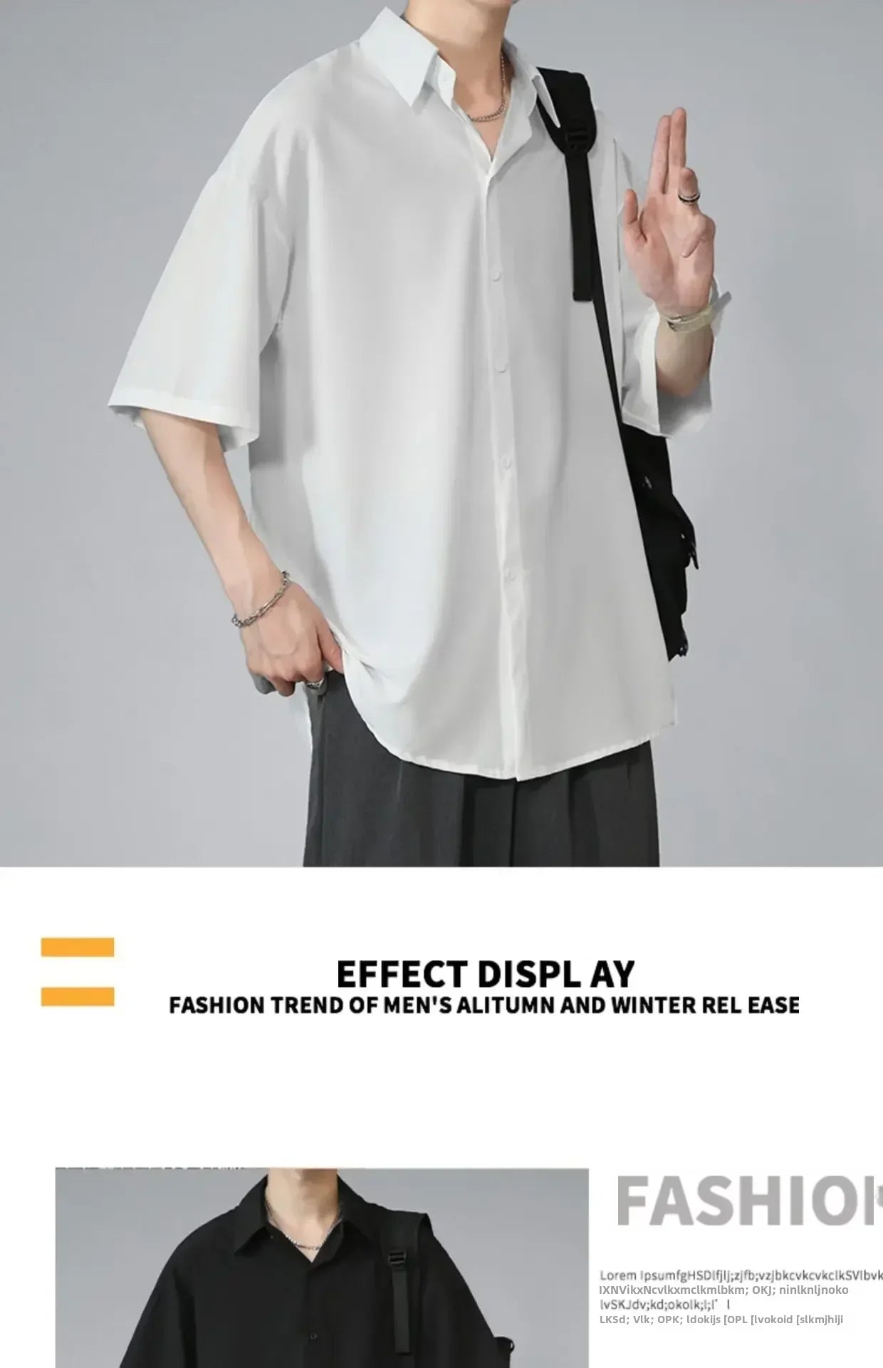 Men's Ice Silk Short Sleeve Shirt Casual Loose Fit Korean Style Trendy Black Shirt For Summer Thin Sleeve Casual