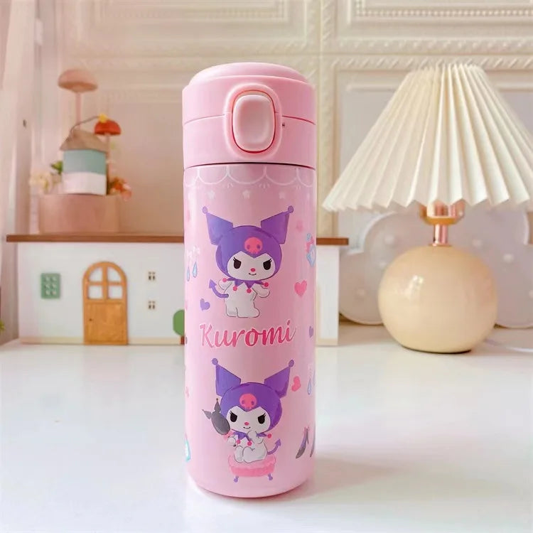 Sanrio 304 Stainless Steel Vacuum Cup Kawaii Anime Thermos Cute Cartoon Mymelody Kuromi Cinnamoroll Bomb Lid Straight Drink Cup