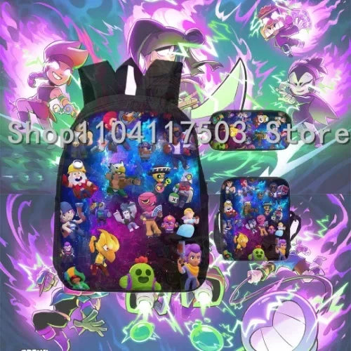 Anime Figures 3Pcs Backpack Set Kawaii Schoolbag Cartoon Mochila Anime Large Capacity 16 inch Bags Birthday Gifts