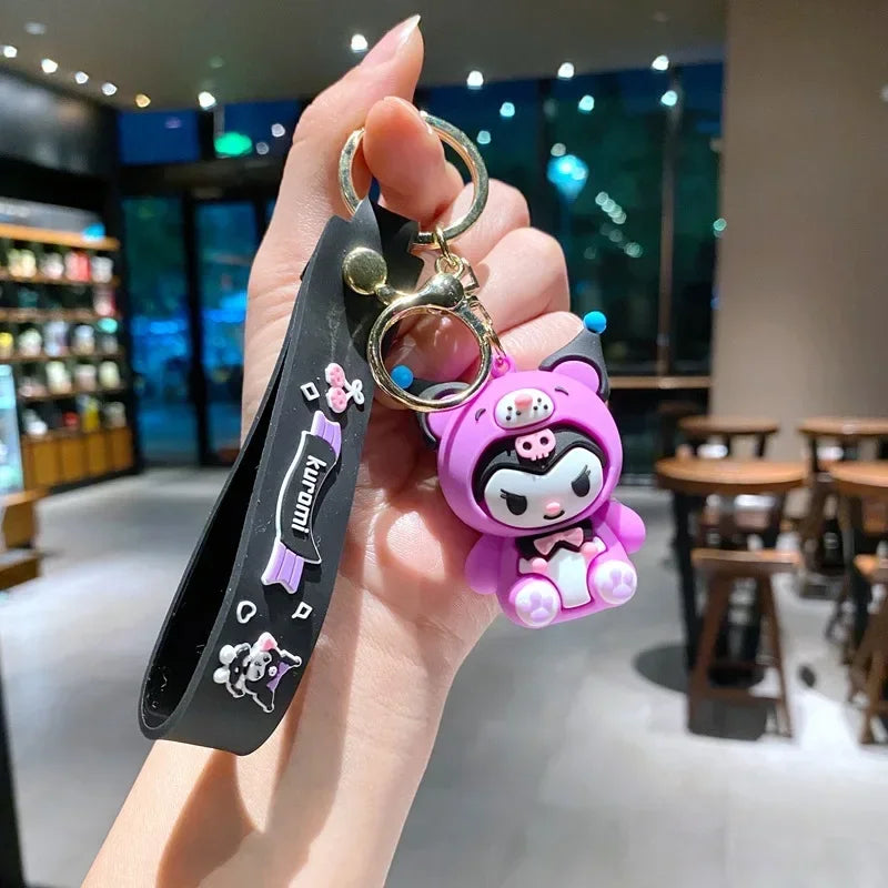 Kawaii Sanrio Hello Kitty Keychain My Melody Kuromi Cinnamoroll Pompom Purin Pendant Keyring Cute Littletwinstars Keychains Toys