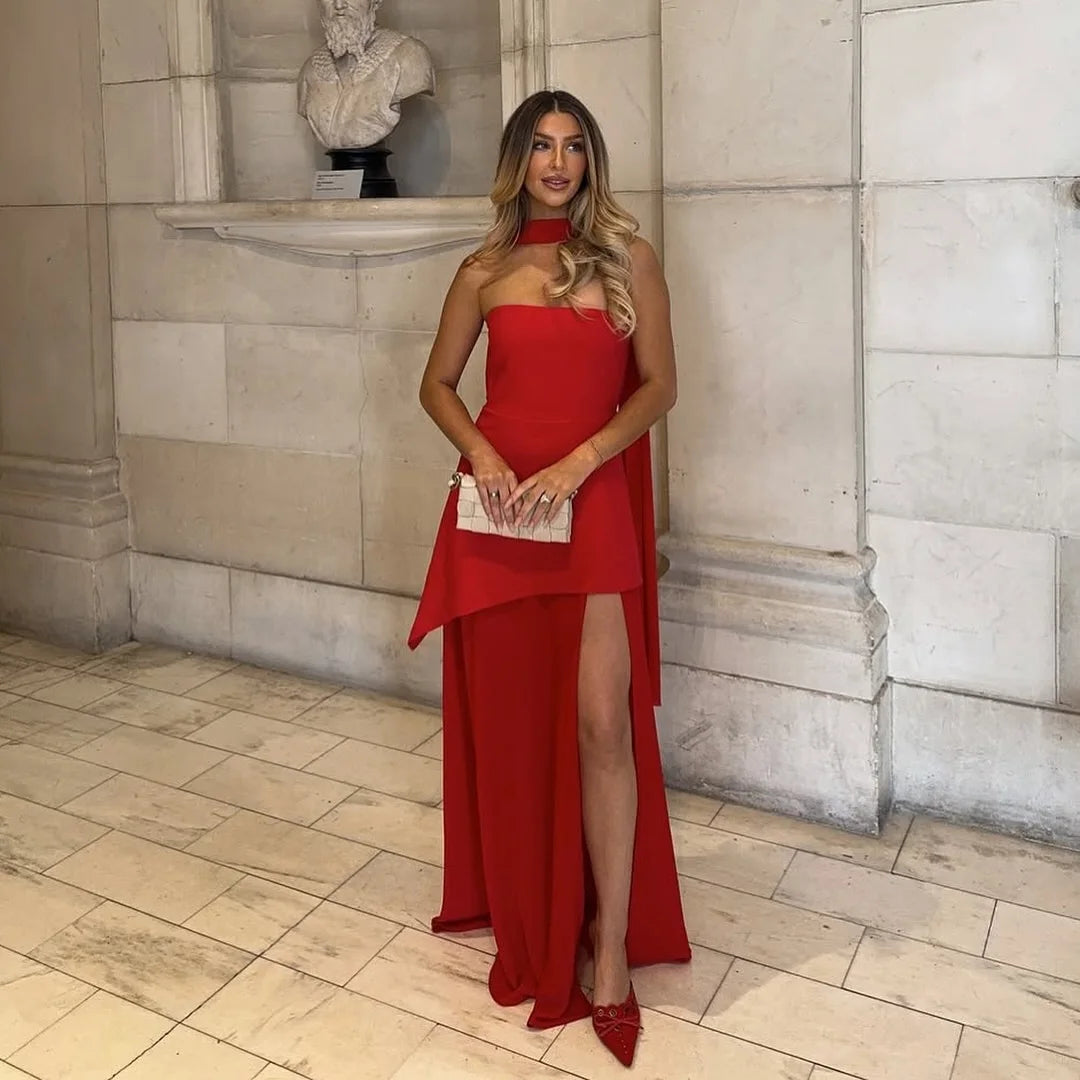 Suninheart Summer Long Dress Elegant 2025 New Arrivals Strapless Chiffon Dress with Scarf Sexy Party Dresses Women