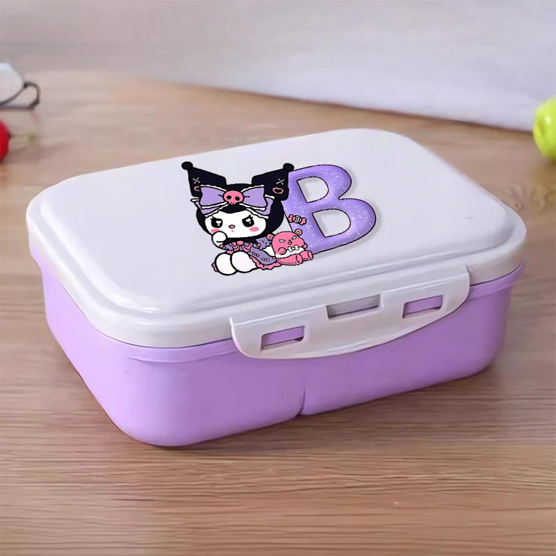 Kuromi 26 Letters Lunch Box Kawaii Girl Portable Bento Rice Boxs Student Hermetic Food Crisper Single Layer Capacity Kids Gift