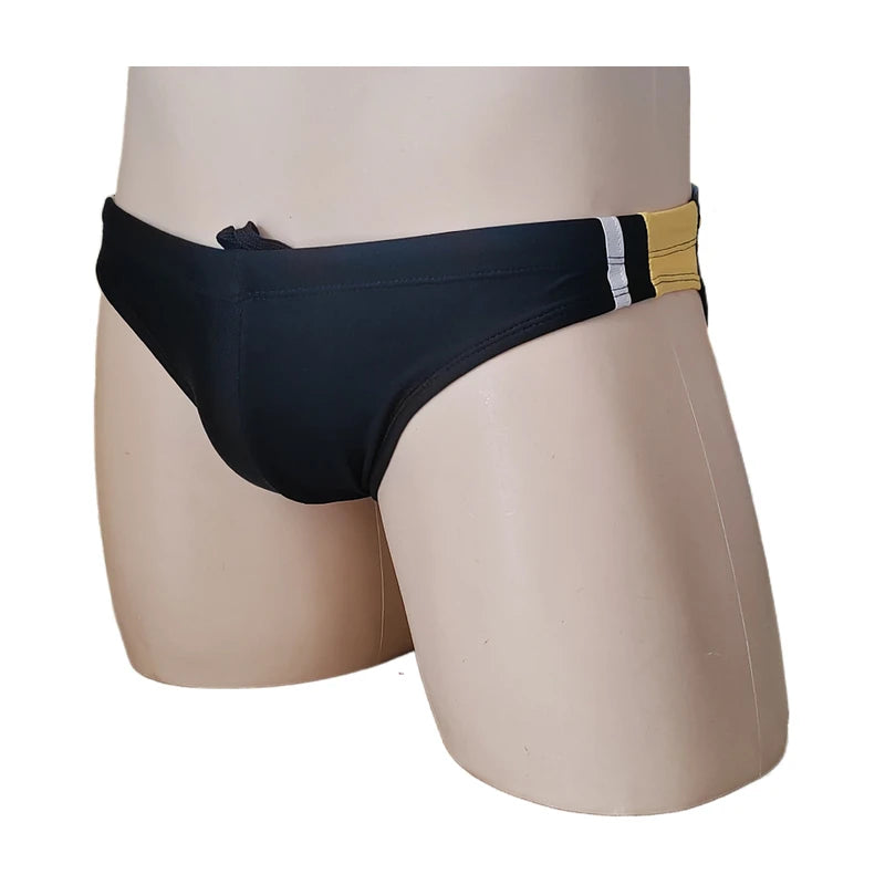 BOYTHOR Men's Swimming Briefs Patchwork Color Contrast Craft Lace-up Beach Swimming Briefs