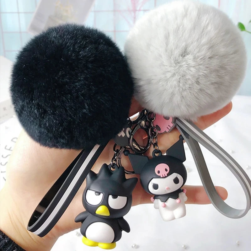 Cartoon Kuromi Sanrio Keychain Cute MelodyHello Kitty Cinnamoroll Doll Pendant Decoration Keyring Jewelry Girl&Child Gifts Toy