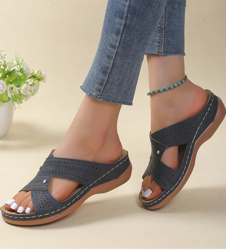 Sandals Women Summer Shoes Women Elegant Low Heels Sandals Summer Slippers Zapatos Mujer Wedge Heeled Sandals Female 2024