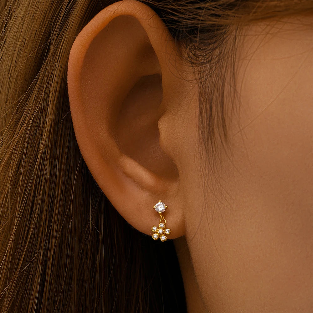 Aide 925 Sterling Silver 1pc Geometry Multi Piercing Stud Earrings For Women K Gold Simple Elegant Tassel Jewelry Gift Pendiente