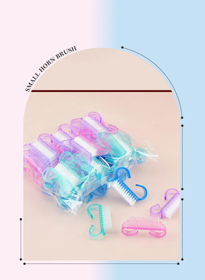10/1個 プラスチック ネイルブラシ ミックスカラー ネイルハンドスクラブ クリーニングブラシ ダストクリーナー ネイルアート マニキュア ソフトリムーバーツール