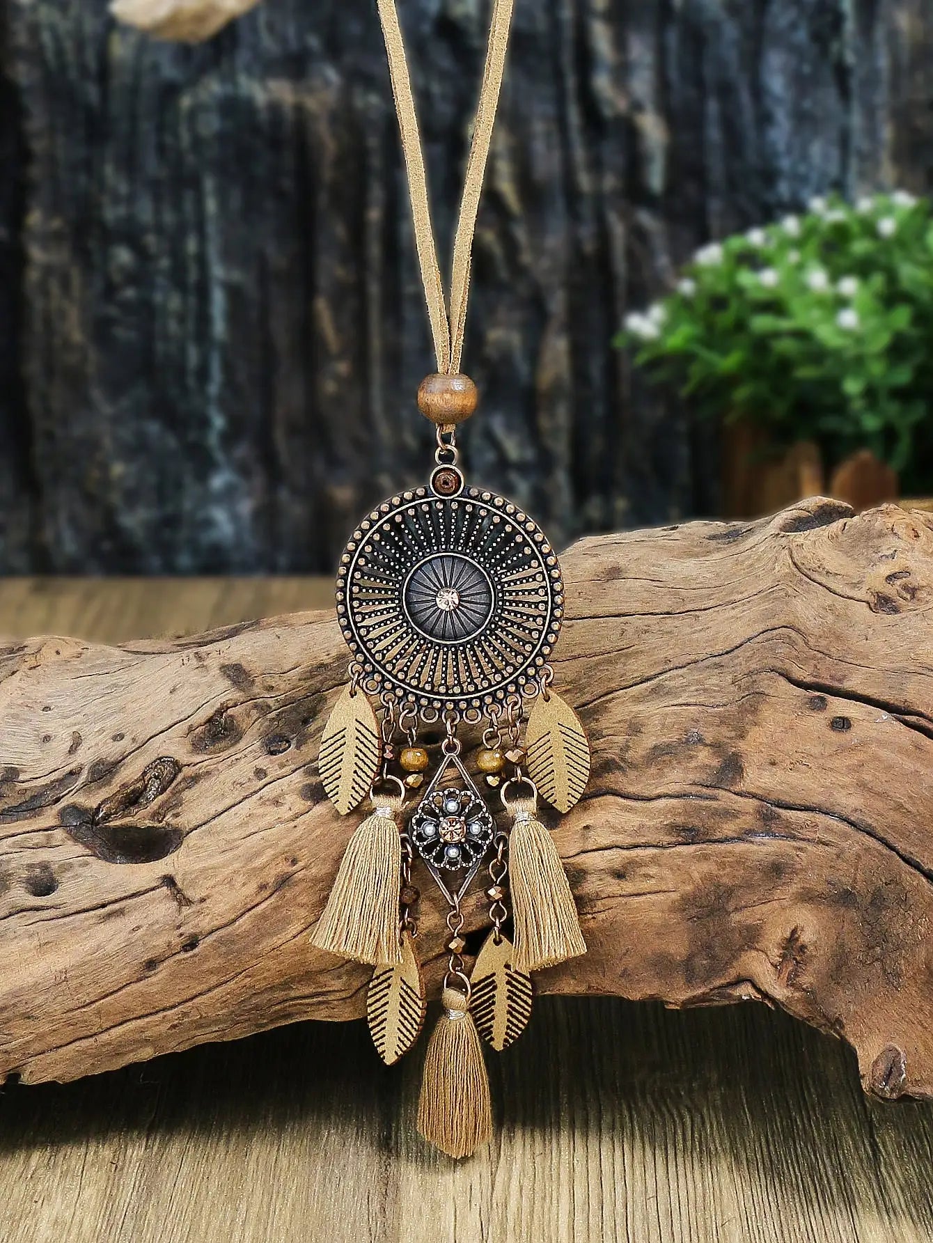 Vintage Ethnic Style Long Women's Necklace Metal Chain Wheel Tassel Necklace Women's Daily Vacation Can Wear Gift