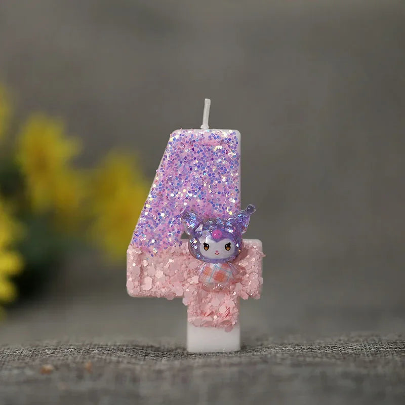 Kuromi Digit 0-9 Candle Sanrio Anime Birthday Decoration Baby Shower Gender Reveal Anniversary Cake Topper Party Supplies Gift