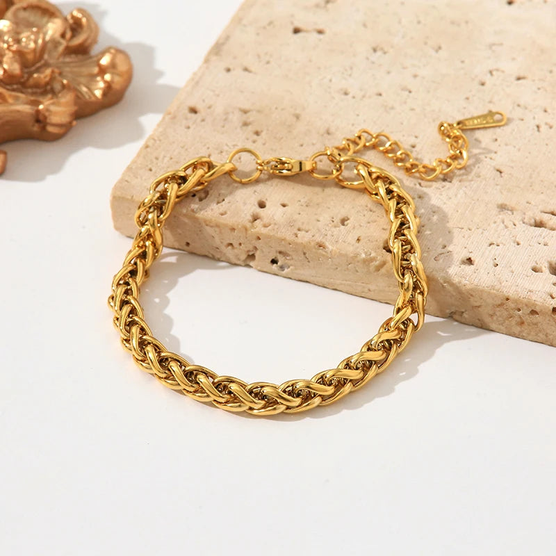 EILIECK 316L Stainless Steel Chains Neckalces Bracelet Jewelry Set For Women Gold Color Metal 18 K Plated Collar Bijoux Gift