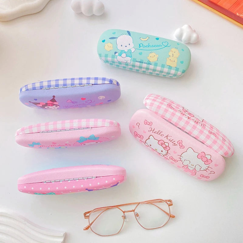Cartoon Stitch Hello Kitty Glasses Case Children Students Anti Drop Glasses Storage Box Princess Series Pattern Protective Case