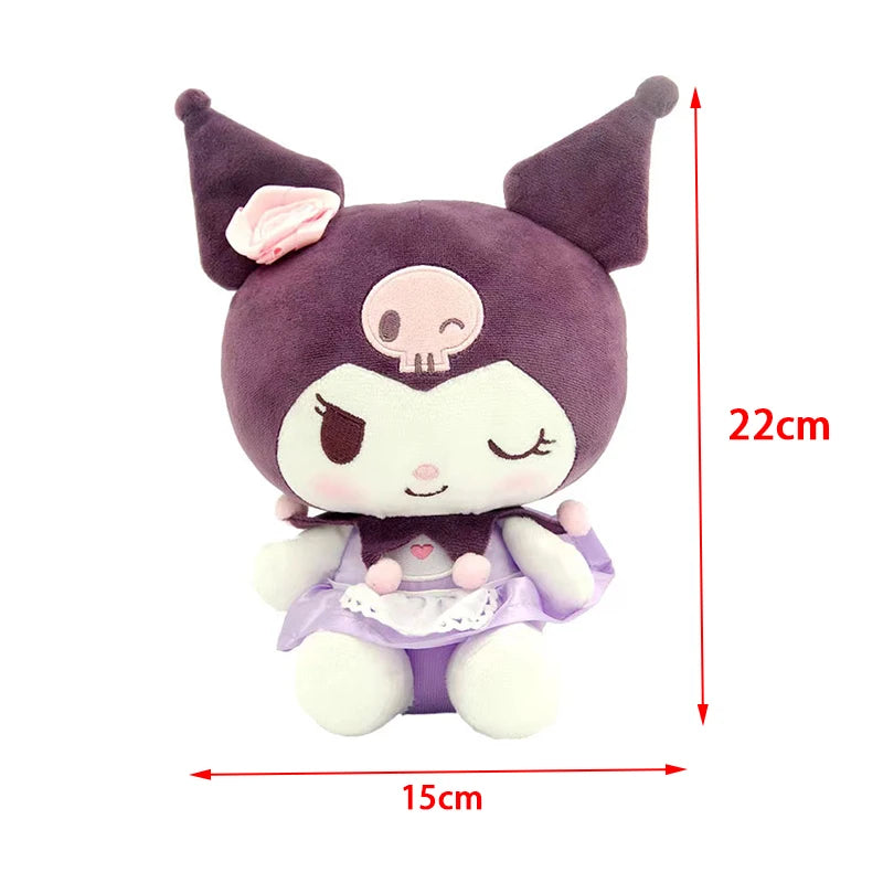 22CM Authentic Sanrio Kuromi Plush Doll Black Purple Cutecartoon Doll Girl Children's Toy Birthday Christmas Gift