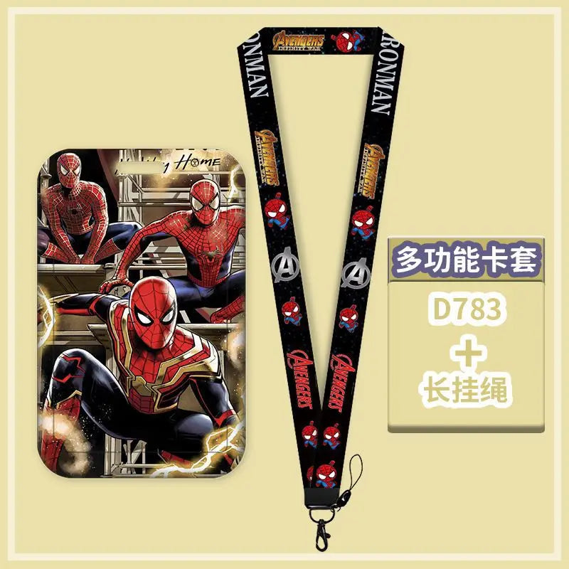 Cartoon Disney Marvel Spiderman Card Sleeve Cartoon Lanyard ID Bus Card Work Permit protect Sleeve Cute Student Stationery Gift