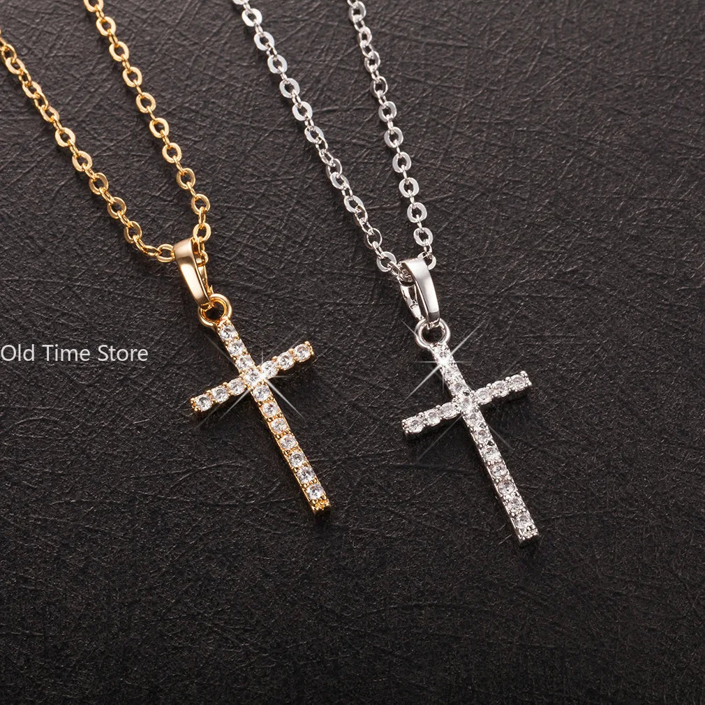 Gift Cross Necklace for Women - Gold Plated Cross Necklace Layered Small Side Necklace Women's Fashion Jewelry