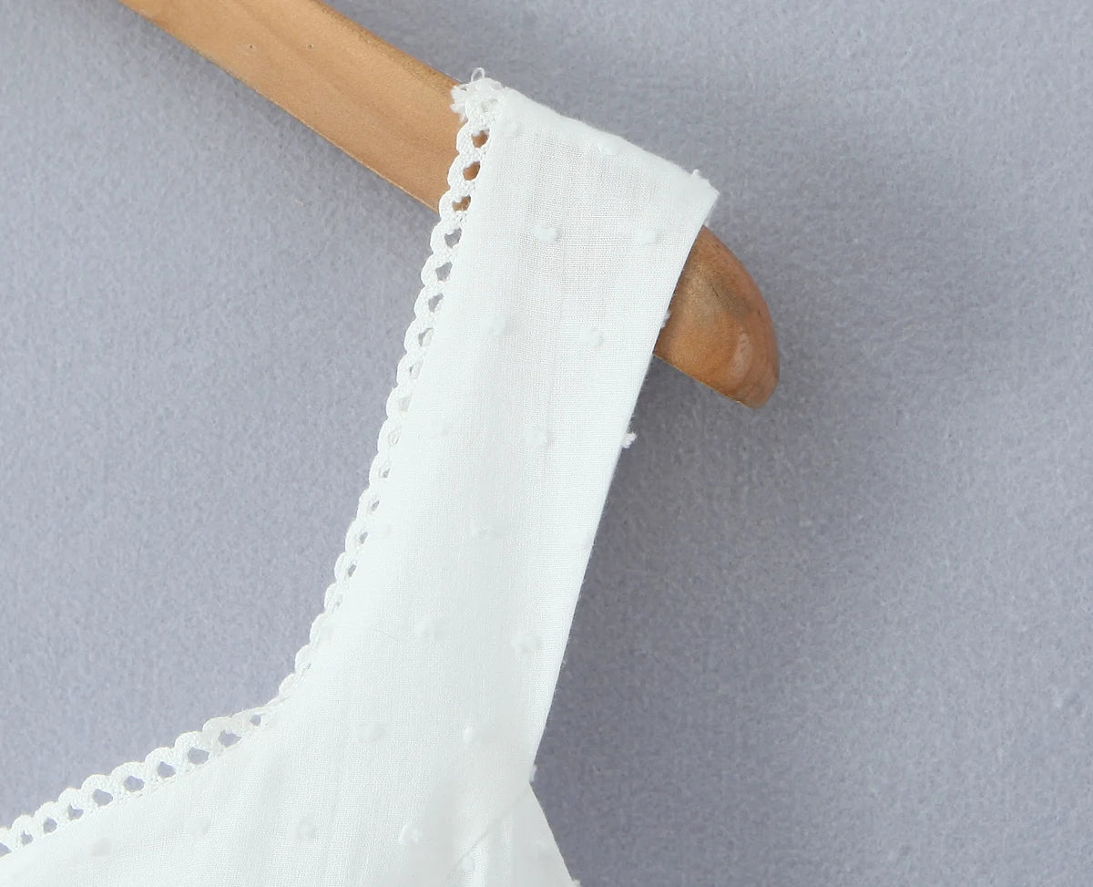 2025 Summer Plain White 3D Dot Sleeveless Tank Women Open Buttons Slim fit Elastic Back Tank Top Crop Tops