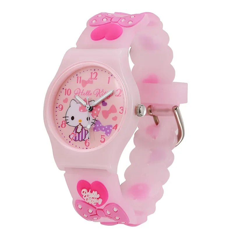 Sanrio Hello Kitty Children Wrist Watch Kuromi Cinnamoroll My Melody Kawaii Waterproof Silica Gel Chronograph Watch Student Gift