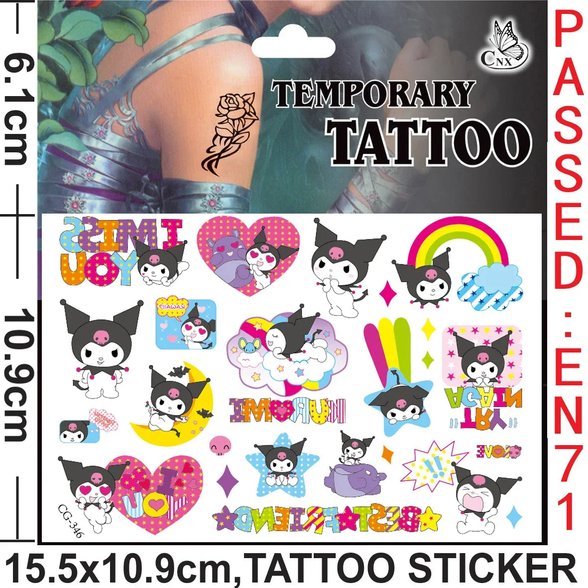 Sanrio series Tattoo Stickers Waterproof Cute Sticker Anime Birthday Party Supplies Decoration For Kids Women Men Gift