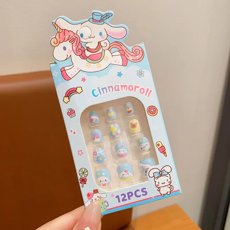 Sanrio Children's Nail Patch Cartoon Hello Kitty Kuromi Nail Sticker Detachable Girl Nails Sweet Lovely Nail Stickers Toy Gift
