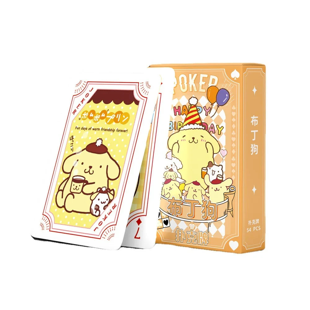 Kawaii Sanrio Poker Cards Cartoon Fun Hello Kitty Kuromi Cinnamoroll Melody Kid Playing Card Board Game Toy Deck Card Collection