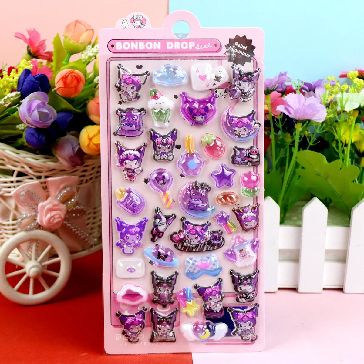 Cartoon Sanrio Hello Kitty Kuromi 3D Transparent Jelly Sticker Crystal Decorative Sticker Children DIY Phone Casesdiy Stationery