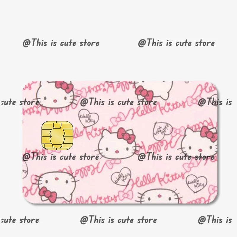 Sanrios Hello Kittys Kuromi Credit Card Skin Stickers for Bank Card Bus Anime Rilakkuma Metro Card Sticker Waterproof Girls Gift