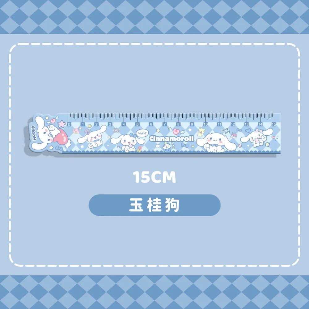 Sanrio Hello Kitty Ruler Anime Cinnamoroll My Melody Learning Measuring Ruler Cute Girl Heart Learning Stationery Kawaii Gift