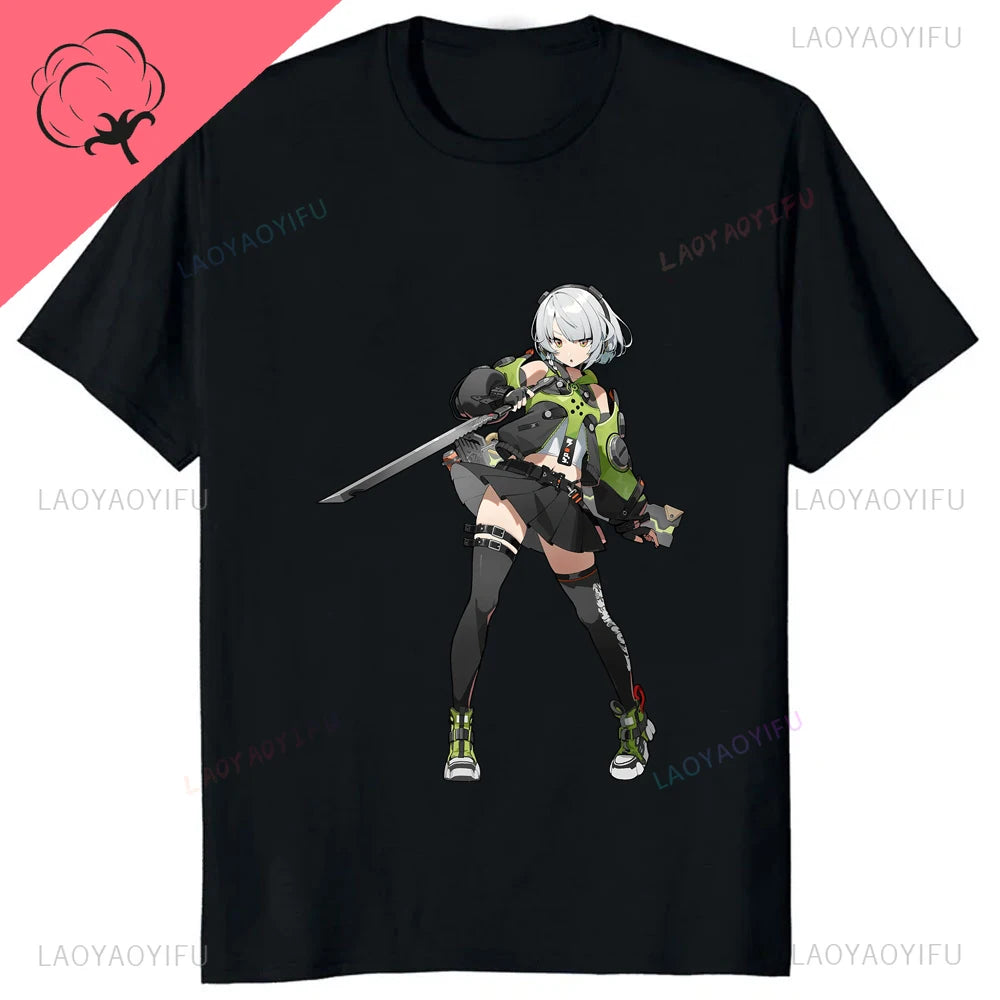 Kawaii Zenless Zone Zero T-Shirt ACG ARPG Game Fans Cosplay Graphic T Shirt Cotton Casual Fashion Streetwear Man Women Tshirt