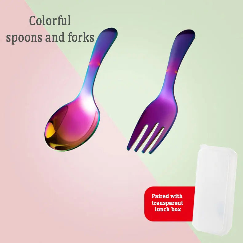Outdoor Tourism 304 Stainless Steel Portable Tableware, CHILDREN'S Tableware, Dessert Tableware, Spoon and Fork Combination