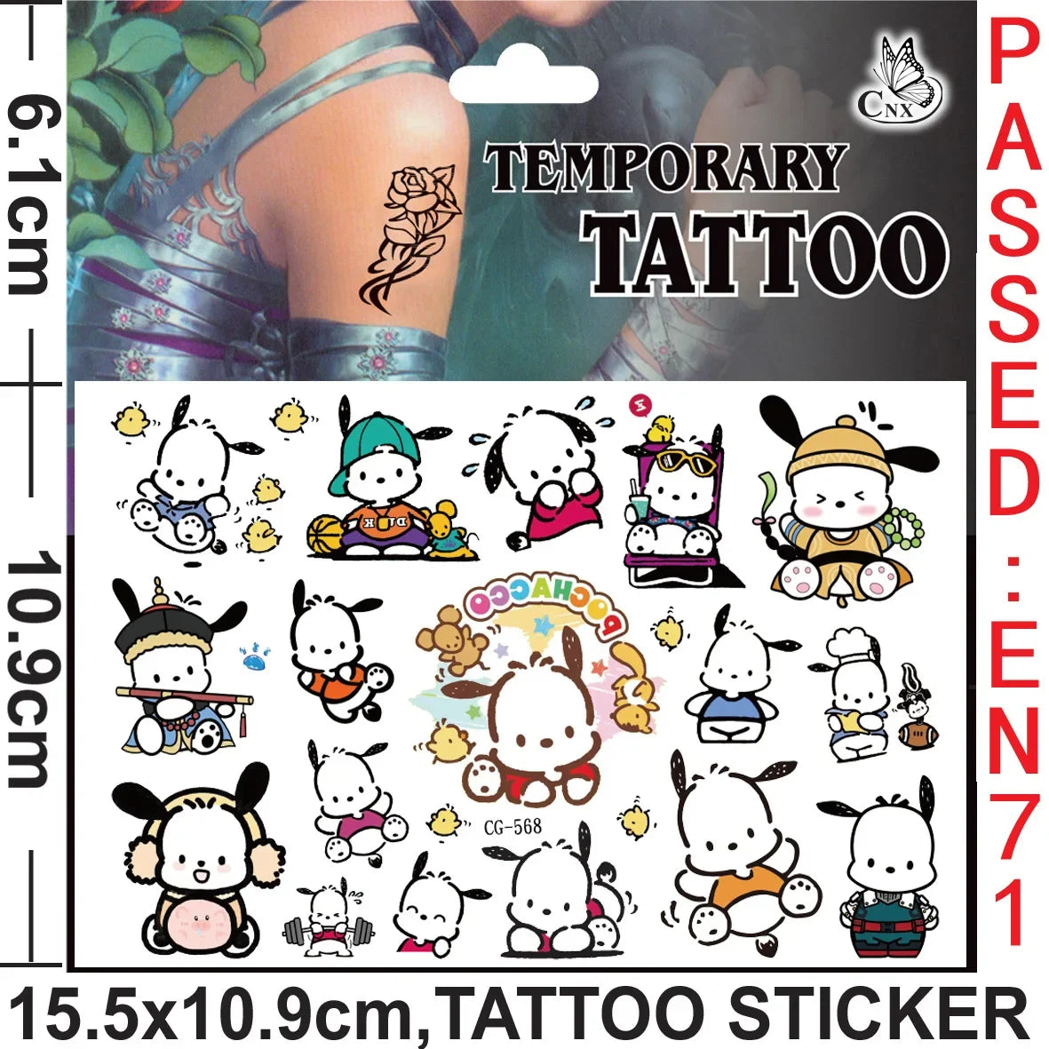 Sanrio series Tattoo Stickers Waterproof Cute Sticker Anime Birthday Party Supplies Decoration For Kids Women Men Gift