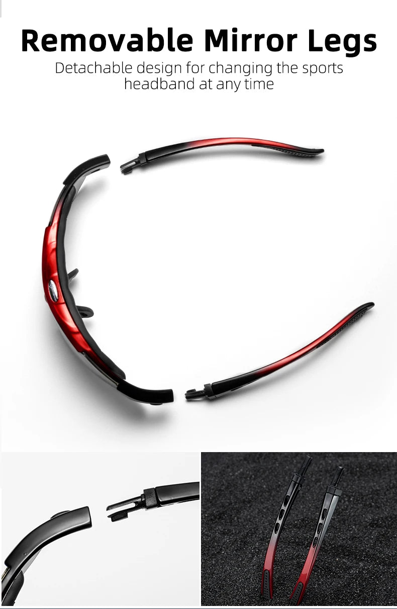 ROCKBROS サイクリング偏光グラス バイク フォトクロミック アウトドア スポーツサングラス MTB PCゴーグル アイウェア 5/3レンズ 自転車アクセサリー