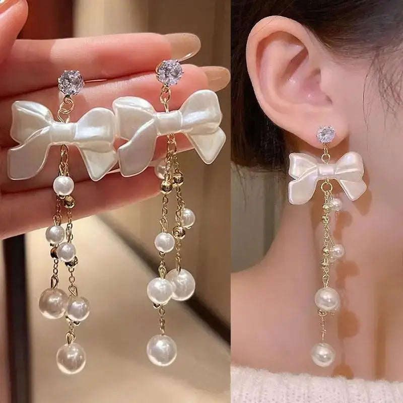 925 Silver Needle Blue Purple Butterfly Long Tassel Earrings For Women Jewelry 2025 Trending New Korean Crystal Drop Earrings
