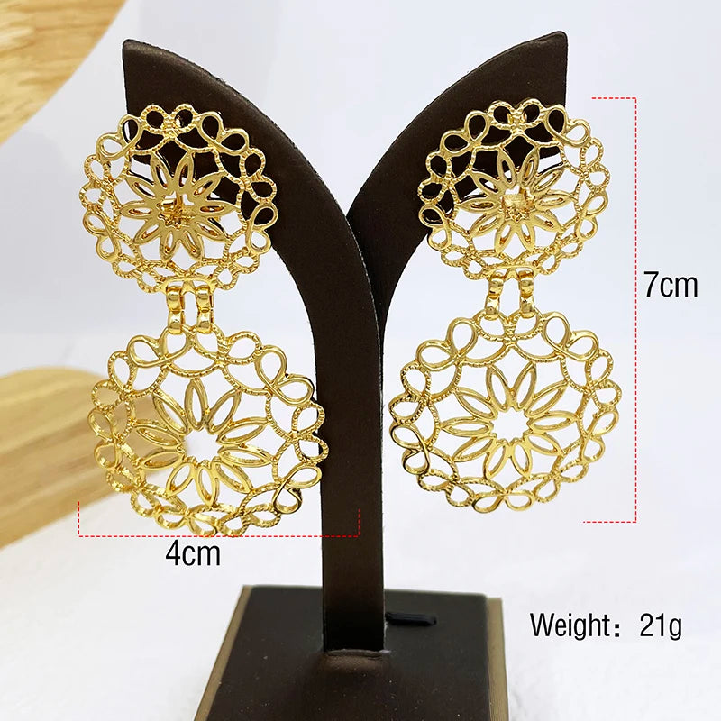 Women Earrings Luxury Design Big Drop Earrings Two Tone Fashion Jewelry Wedding Party Gift Trending