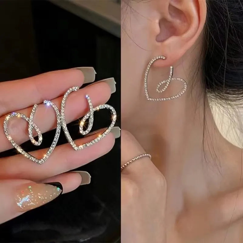 925 Silver Needle Korean Fashion Zircon Geometric Earrings For Women Jewelry 2025 Trending Luxury Crystal Cross Stud Earrings