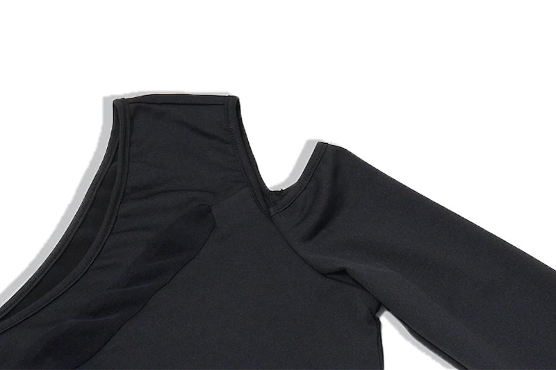 WhereMery Sexy Hollow Out See Through Mesh Bodysuit Women's Off Shoulder Long Sleeve Skinny T Shirts Gothic Aesthetic Bodysuits