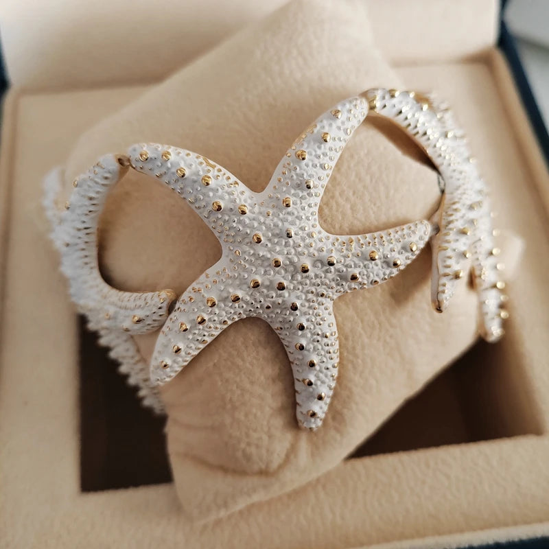 Trendy luxury Starfish Flower Elastic Pearl Bracelet Bangle Jewelry For Women Party Gift