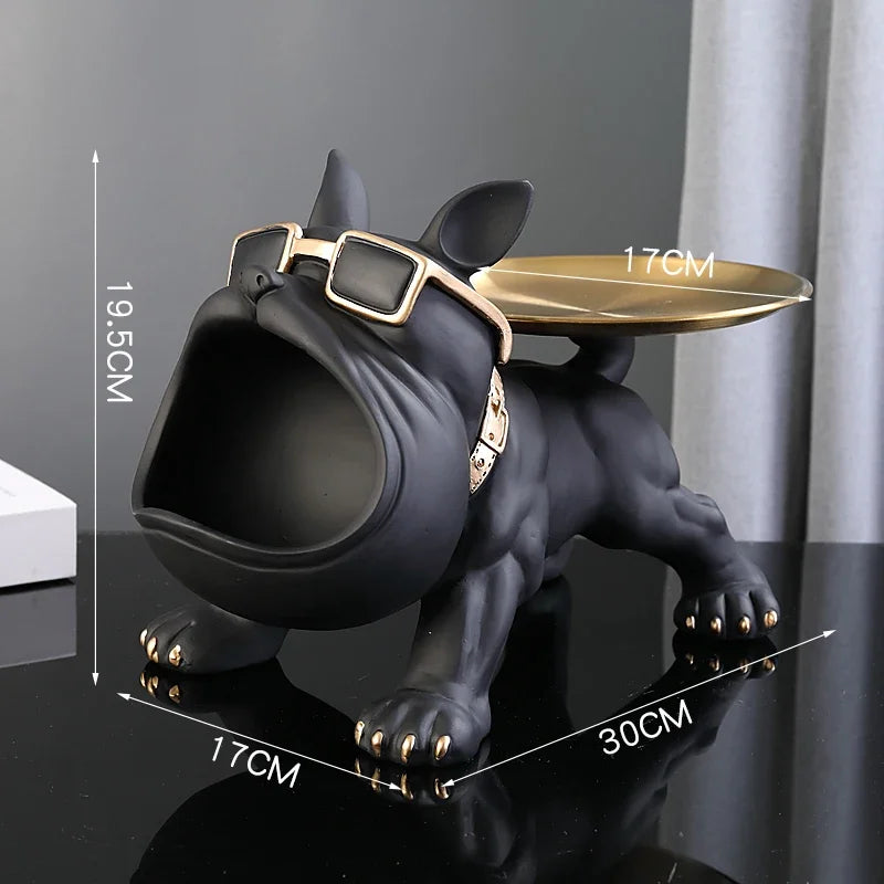 30cm ホームデコレーション ブルドッグ 置物 犬像 収納ボックス 動物飾り 樹脂工芸 アート彫刻 置物 ホーム 子犬彫刻