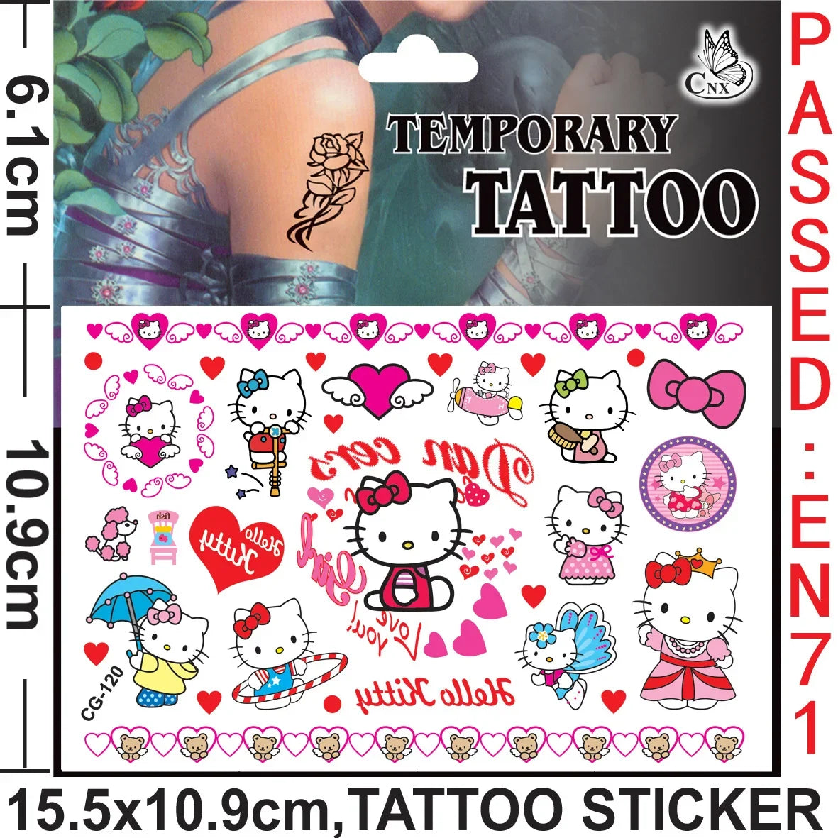 Sanrio series Tattoo Stickers Waterproof Cute Sticker Anime Birthday Party Supplies Decoration For Kids Women Men Gift