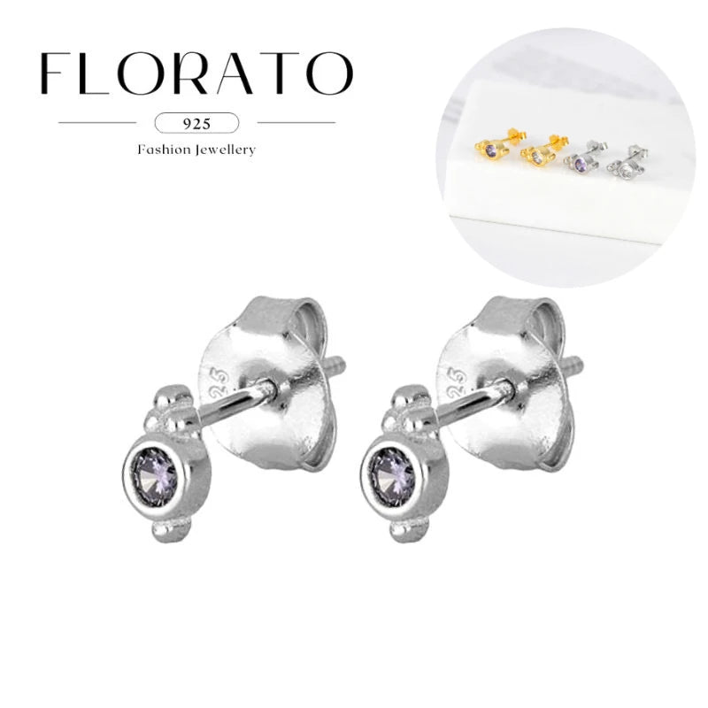 925 Sterling Silver Ear Needle White Crystal Hoop Earrings For Women vintage Piercing Pendientes Earrings Jewelry Accessories