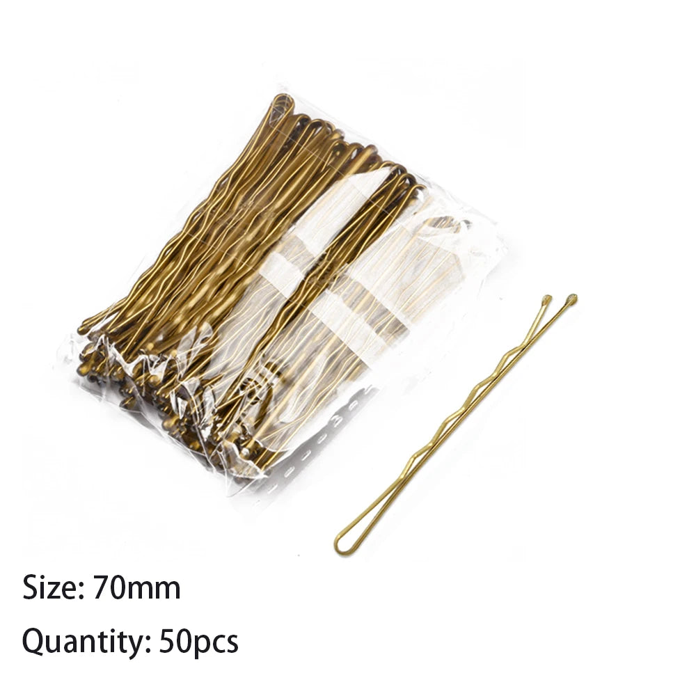 50pcs 50/60/70mm Hair Pin And Clips U Shape For Headpiece Women Girls Hairpins Accessories Bride Wedding Head Jewelry Decoration