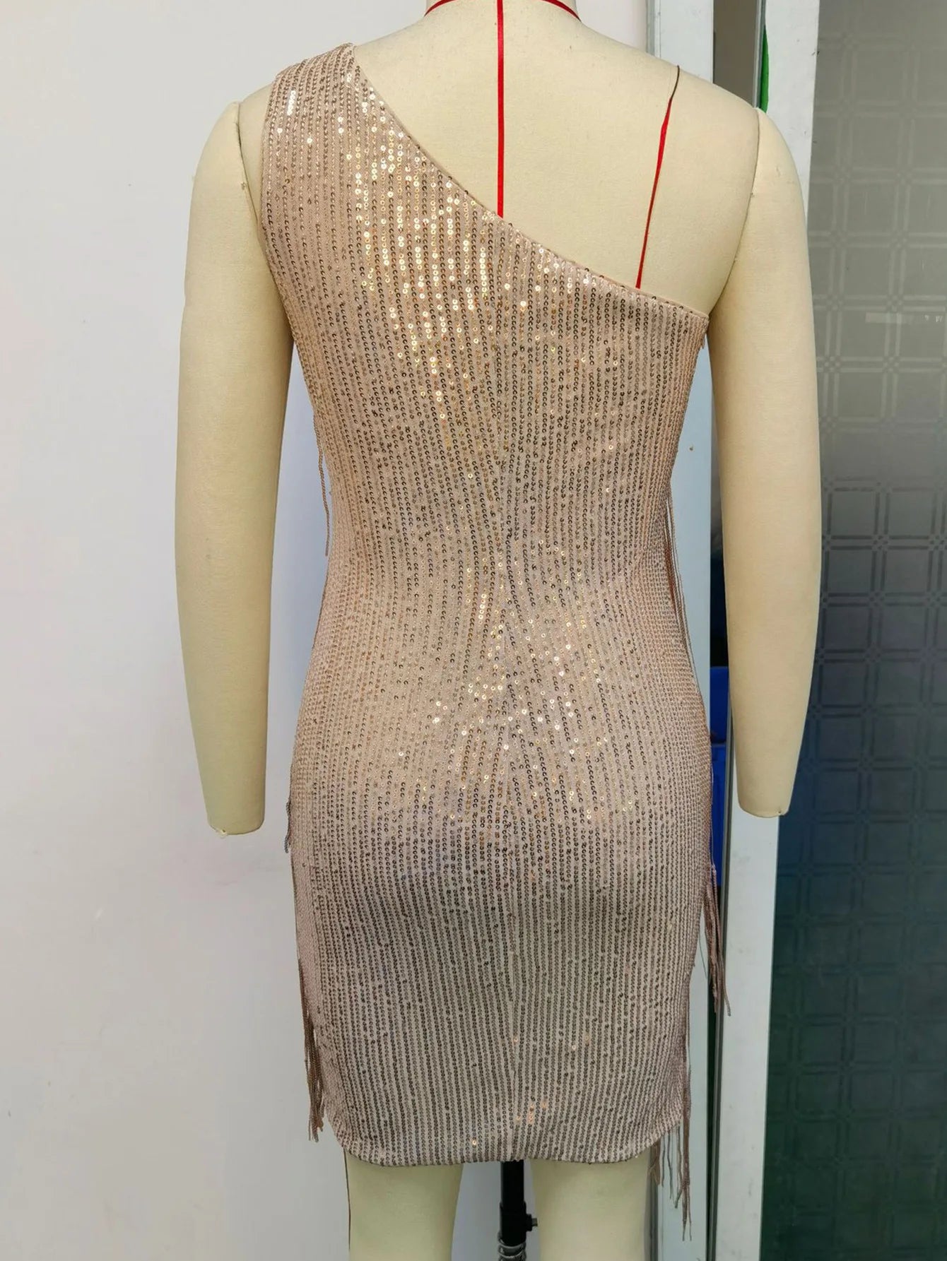 Womens Dresses Luxury Elegant Party Dress Backless One Shoulder Cocktail Bodycon Formal Prom Fringed Sequin Evening Dress HXY162